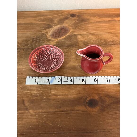 Harlequin Maroon Creamer & Nappy Set Vintage Fiesta Line HTF Red Glaze - Picture 10 of 10